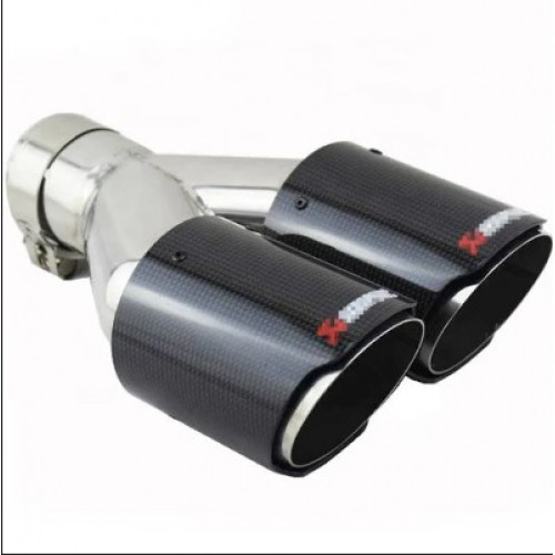 Carbon Fiber Stainless Steel Universal  Akrapovic Exhaust Tip Double End Pipe Universal for Cars