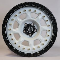 Solaris Brute - Satin White Rivets & Satin Black Ring 18 inch Alloy | Set of 5 | Premium Thar 4x4 Upgrade